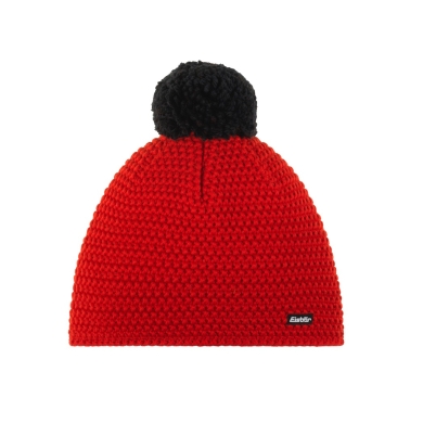 Polar Bear Winter Hat Jamie with Pom Pom Merino Wool red/black